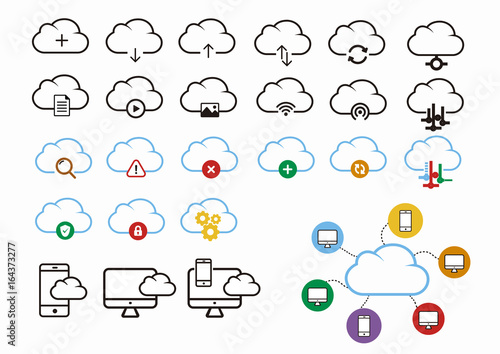 Vector set de iconos para Trabajar en nube