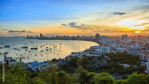 Pattaya city beach.View of pattaya city beach at Pratumnak Viewpoint.Thailand