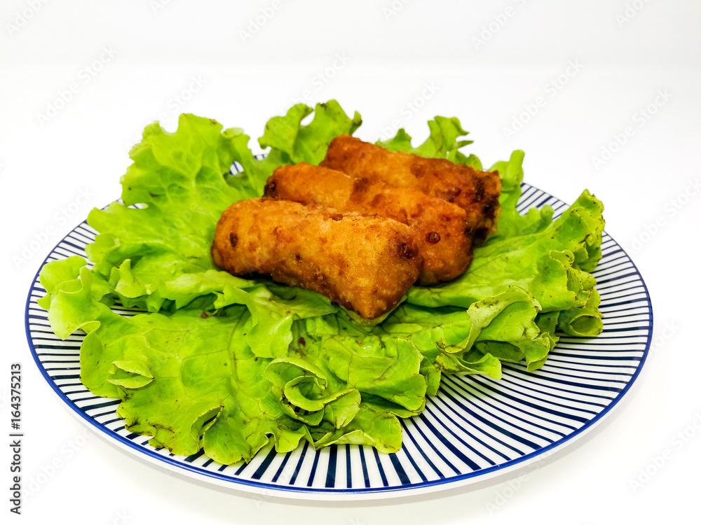 Homemade Spring rolls on a plate Homemade Spring rolls on a plate