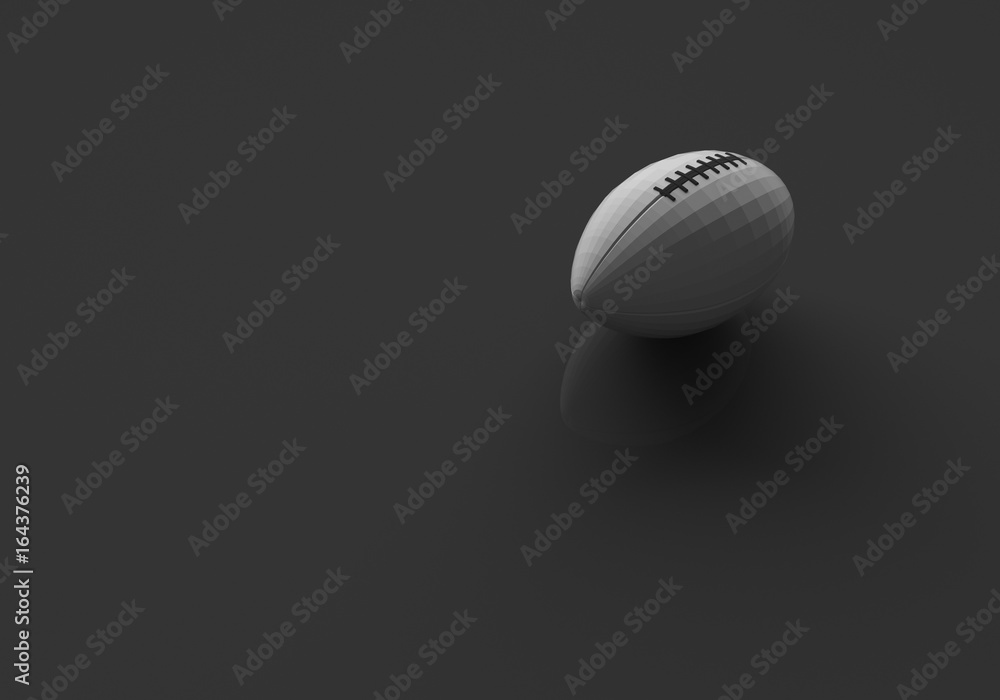 3D RENDERING OF RUGBY BALL ON BLACK PLAIN BACKGROUND 3D RENDERING OF RUGBY BALL ON BLACK PLAIN BACKGROUND