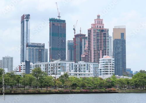 Bangkok city day view with main garden