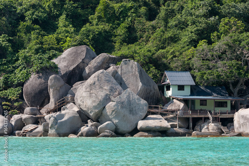 Seaside Hut on the shore of Koh Nang Yuan island in Thailand. photo