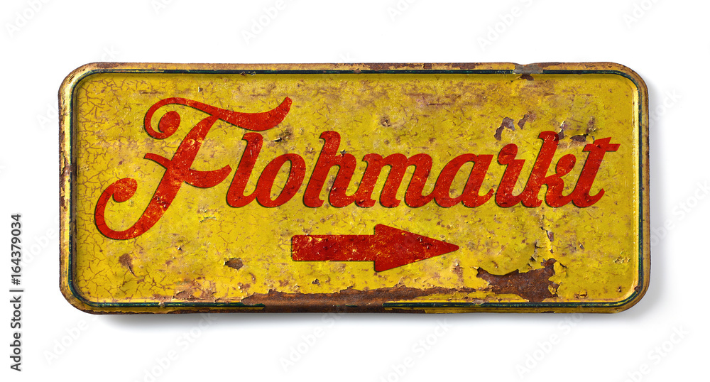 Flohmarkt Hinweisschild StockFoto Adobe Stock