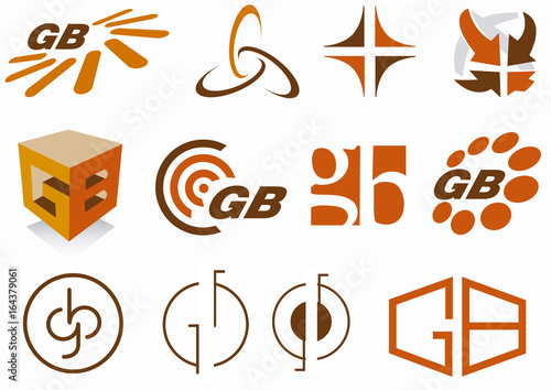 LOGO para las letras G y B  para logotipo, marca, icono empresarial y elementos de diseño gráfico vectorial aislado sobre fondo blanco