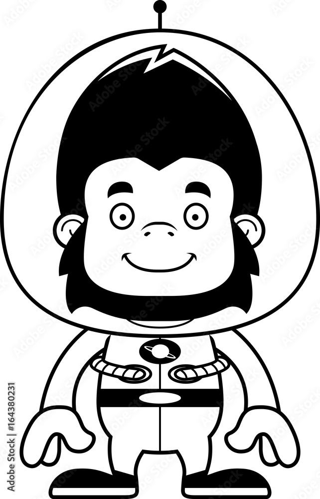Fototapeta premium Cartoon Smiling Spaceman Gorilla