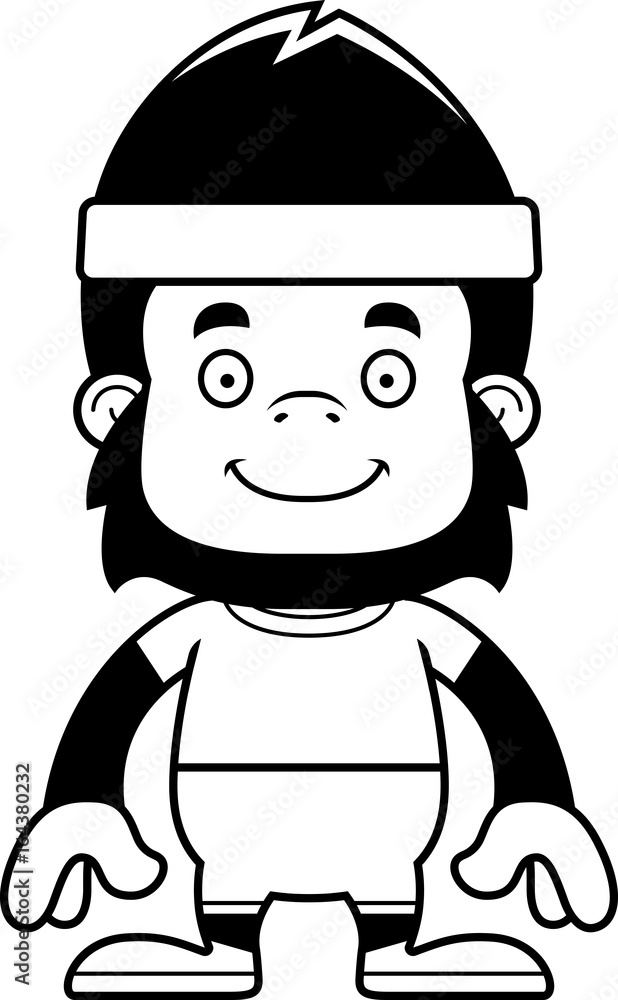 Cartoon Smiling Fitness Gorilla