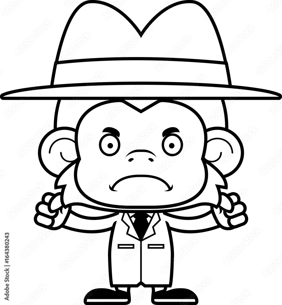 Cartoon Angry Detective Monkey