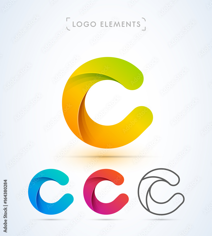 Vector origami letter C logo. Material design Vector origami letter C logo. Material design