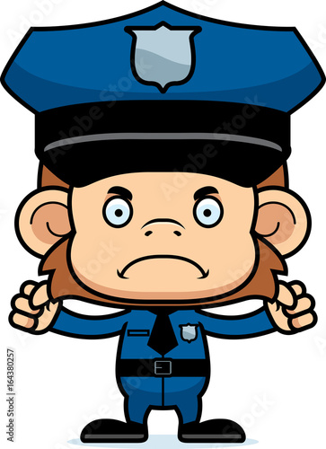 Cartoon Angry Police Officer Monkey