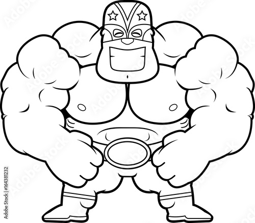 Cartoon Luchador Flexing
