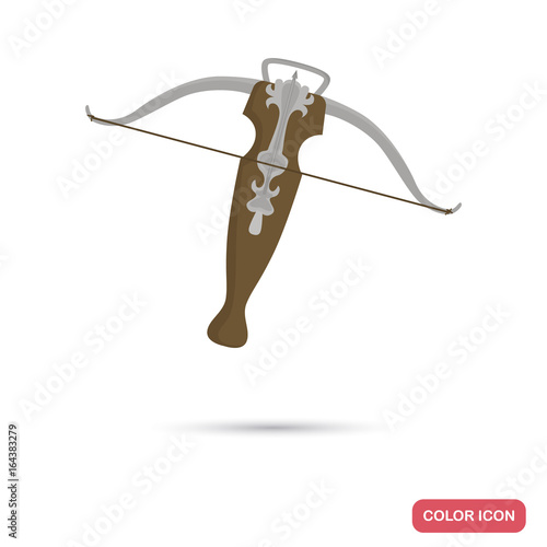 Ancient crossbow color flat icon for web and mobile design