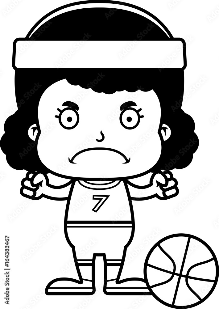Cartoon Angry Basketball Player Girl