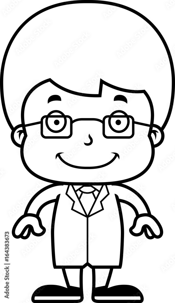 Cartoon Smiling Scientist Boy Cartoon Smiling Scientist Boy