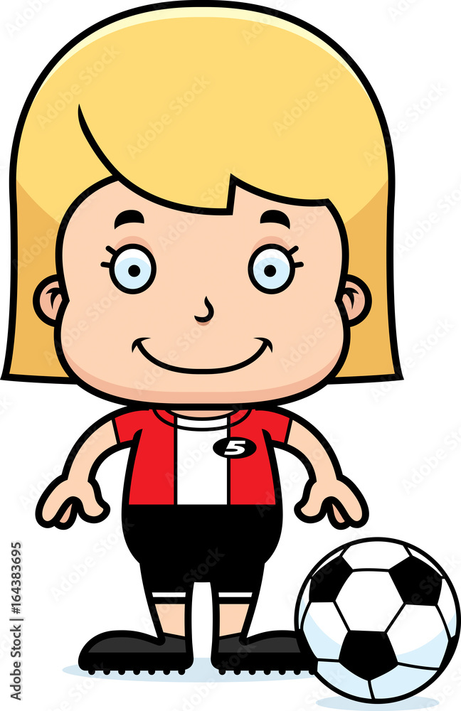 Cartoon Smiling Soccer Player Girl Cartoon Smiling Soccer Player Girl