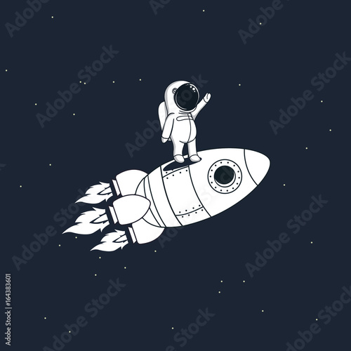 Obraz na płótnie Sweet astronaut stays on rocket