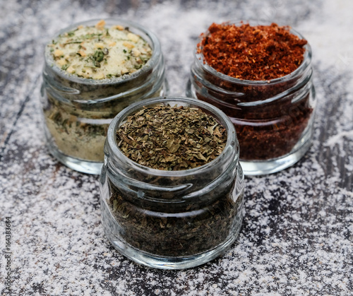 Different spices in jars