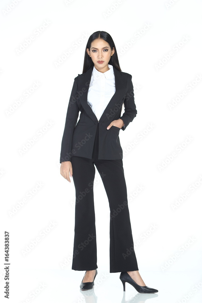 Business woman in black suit and trouser long hair Business woman in black suit and trouser long hair