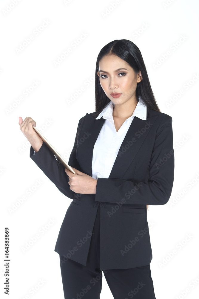 Business woman in black suit and trouser long hair Business woman in black suit and trouser long hair
