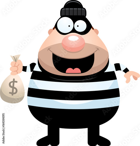 Cartoon Burglar Money Bag