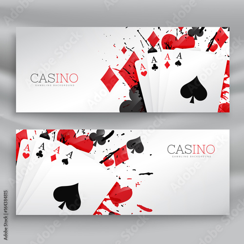 casino playing cards banners set background