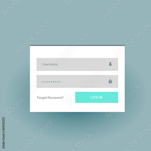 flat color login form ui template in white