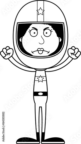 Cartoon Angry Race Car Driver Woman