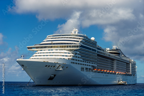 Cruise ship in crystal blue water