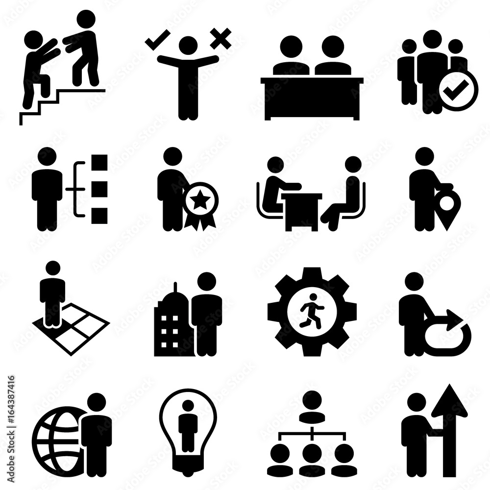 Business Human Resources Icons - Black Series - obrazy, fototapety, plakaty 