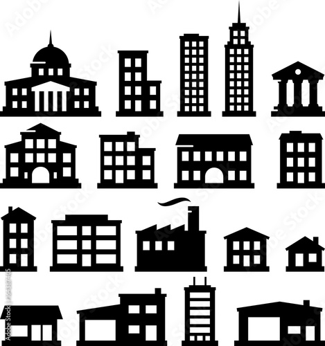 Buildings Icons - Black Series