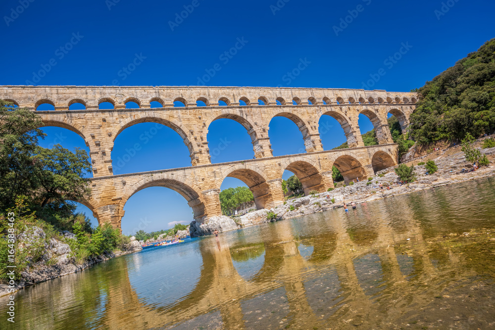 Pont du Gard is an old Roman aqueduct in Provence, France