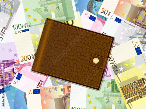 wallet on euros background