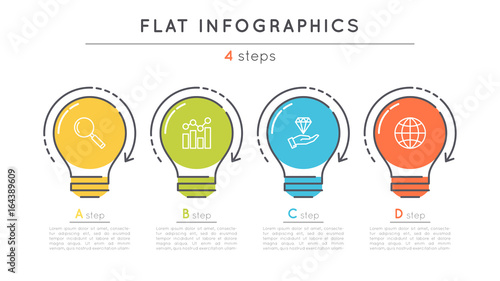 Flat style 4 steps timeline infographic template.