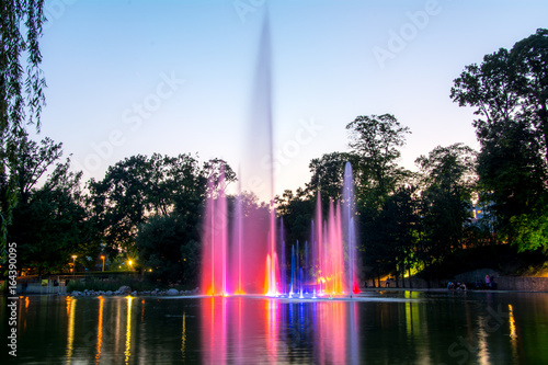 Wallpaper Mural A musical fountain with lights at night. Poland city of Opole Torontodigital.ca