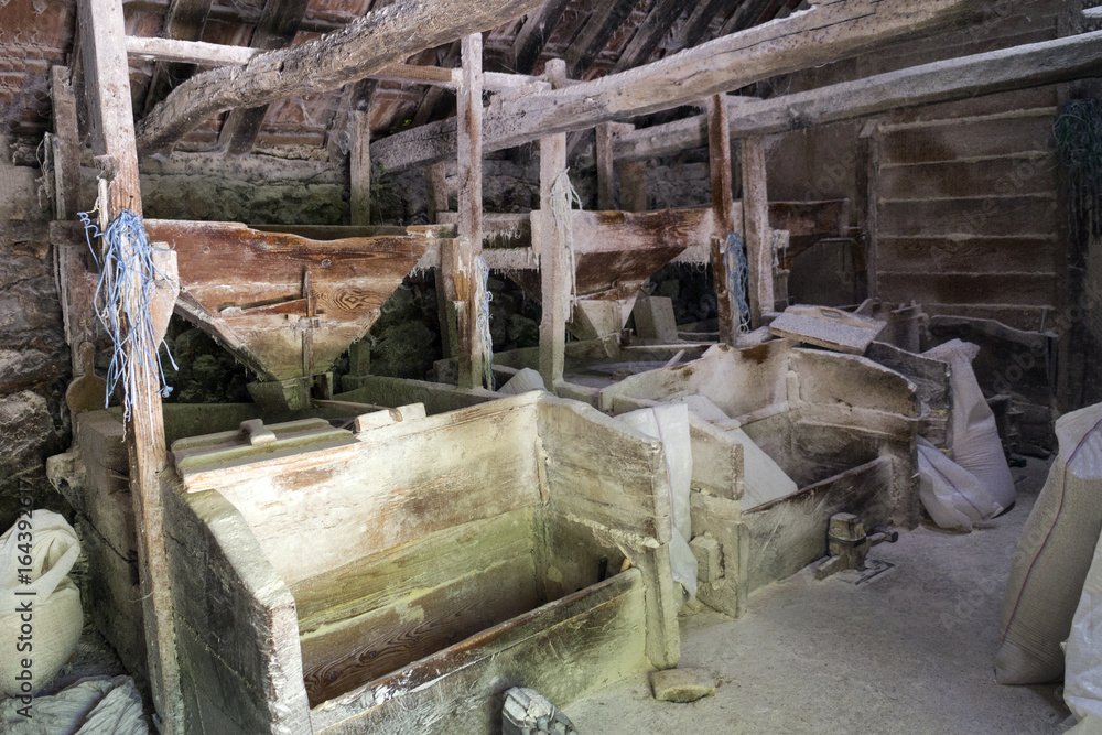 Interior of an old grain mill on the Grab River near the town Sinj in Croatia