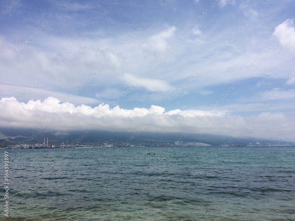 Shore, sea, clouds, background