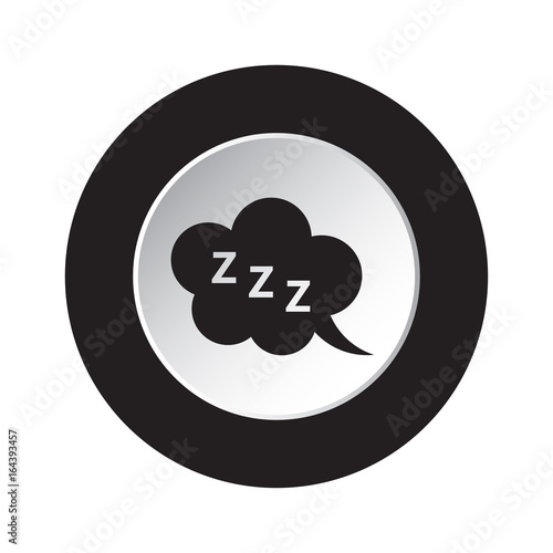round black, white button - ZZZ speech bubble icon