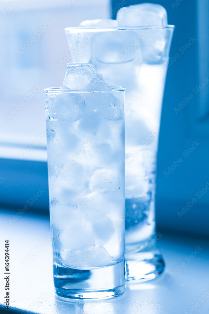 Drink. Water glass and ice Drink. Water glass and ice