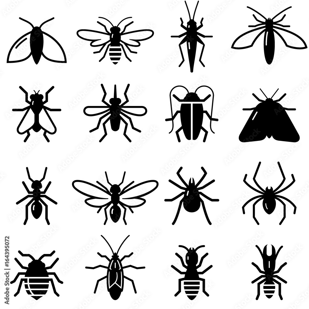 Insects And Bugs Icons - Black Series
