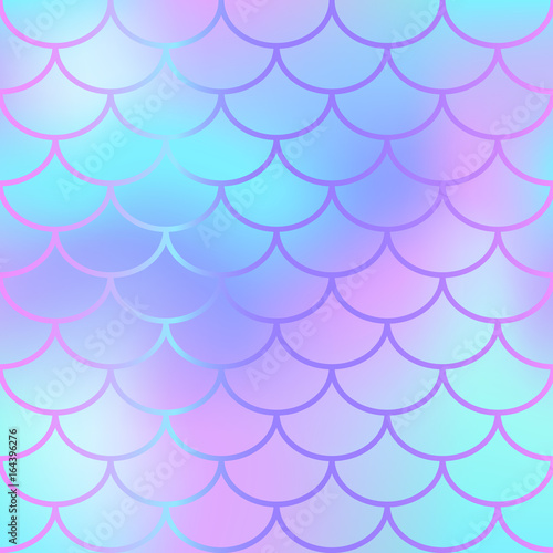 Cool blue fish scale pattern vector texture. Mermaid seamless pattern tile.