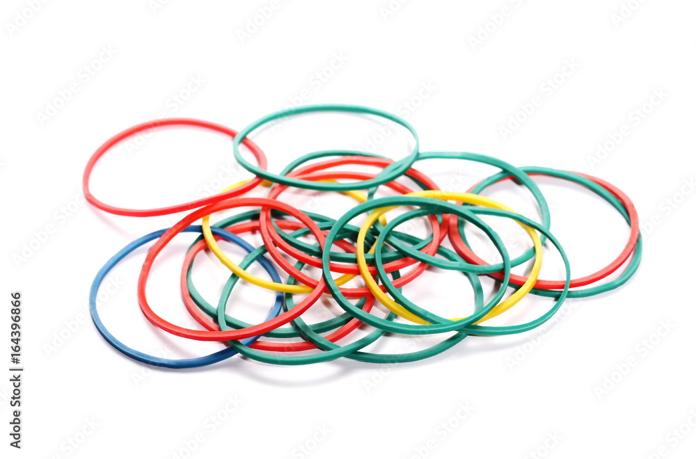 pile colorful rubber bands isolated on white pile colorful rubber bands isolated on white