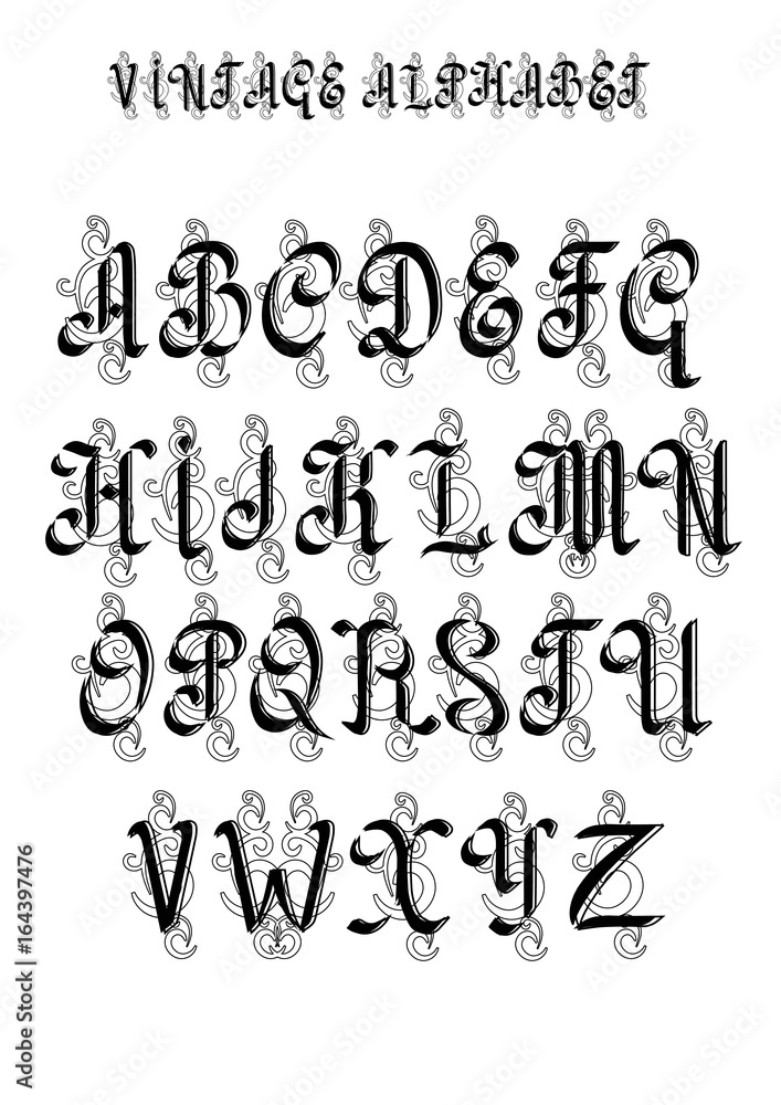 Retro decorative font. Capital letters. EPS10 vector Retro decorative font. Capital letters. EPS10 vector