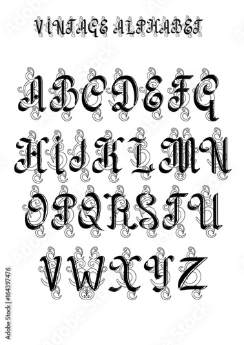 Retro decorative font. Capital letters. EPS10 vector