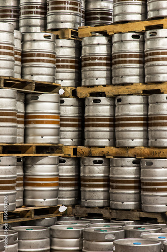 beer kegs in warehouse