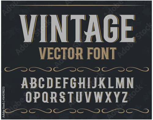 Vector vintage label font. Retro font.