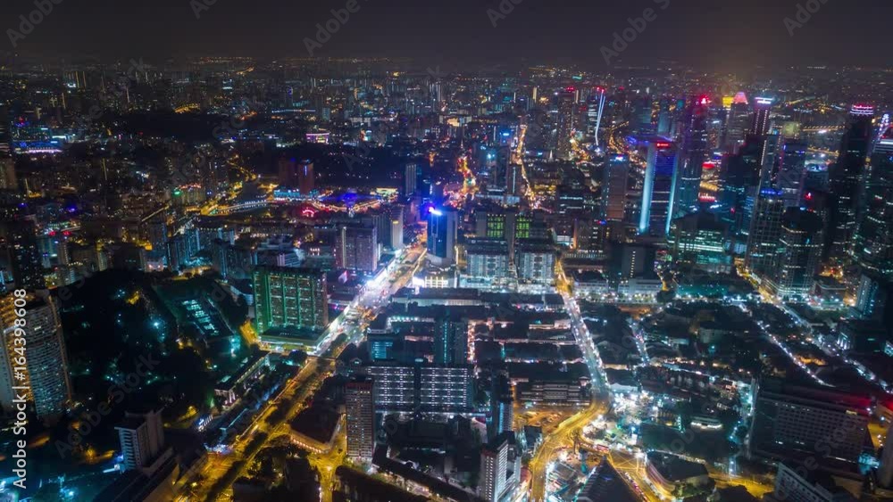 Singapore night Aerial Timelapse City centre Singapore night Aerial Timelapse City centre
