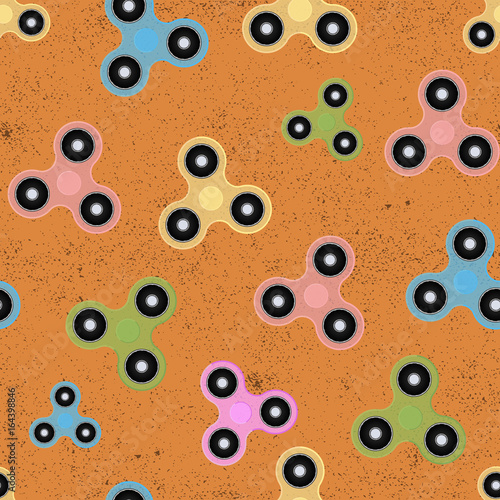 Hand Spinner Seamless pattern. Fidget spinner stress relief toy seamless pattern. Fidget toy