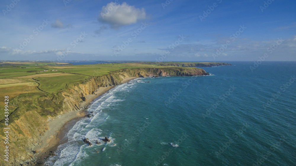 Aerial view of Marloes Sands, Pembrokeshire, Wales, UK 24.09.2015 