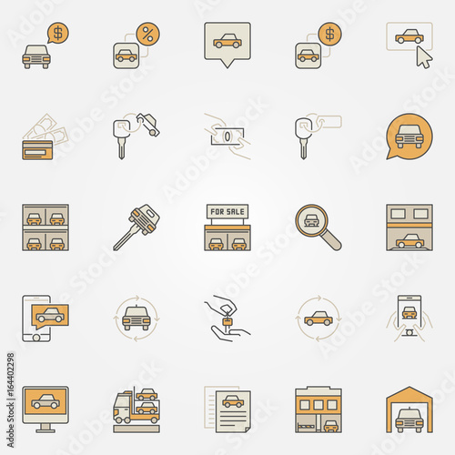 Buying a vehicle colorful icons