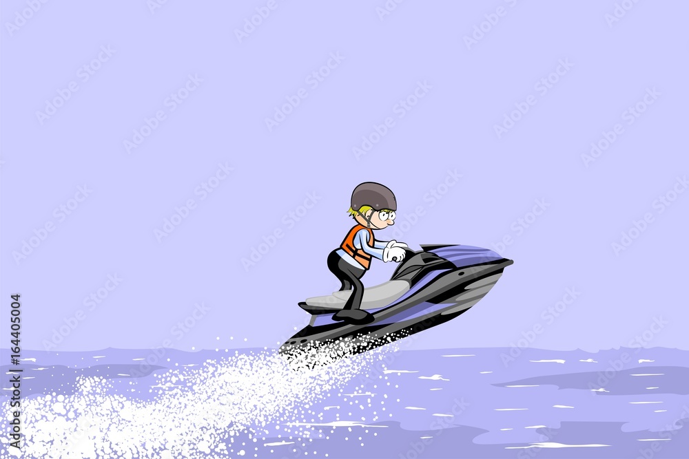 Man driving jet ski on a water