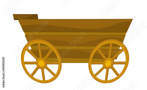 cartoon wooden wagon - illustration for children
